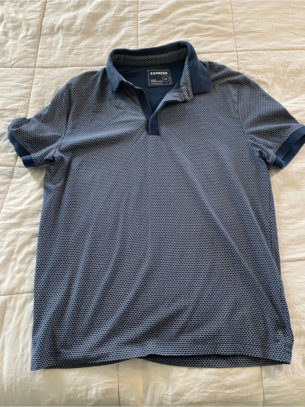 Express Men’s Navy Hex-Pattern Polo